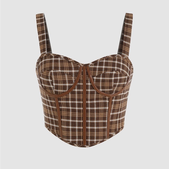 Cider check corset set tank top bustier and shorts size Medium - Picture 1 of 8